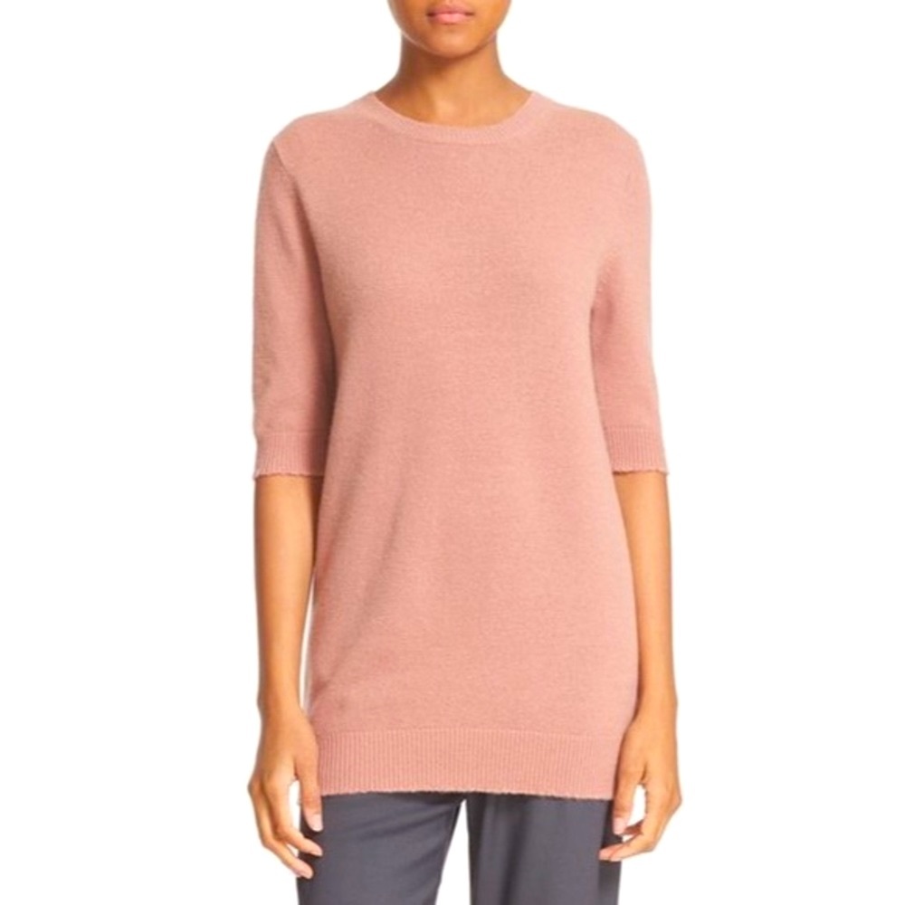 Vince Soft Pink Elbow Sleeve Cashmere Sweater XS